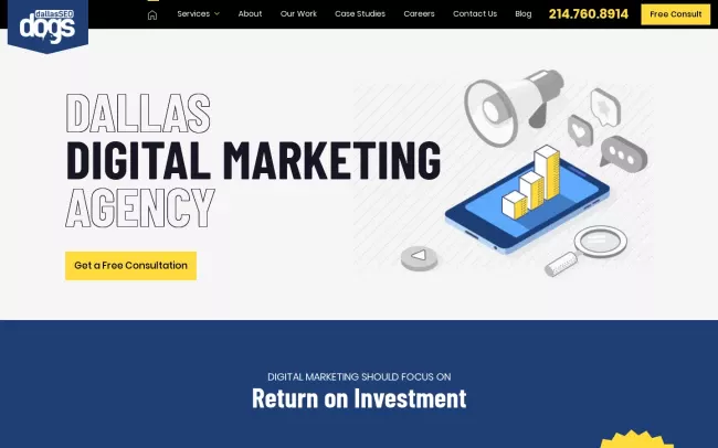 Screenshot of the Dallas SEO Dogs Website