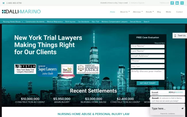 Screenshot of the Dalli & Marino LLP Website