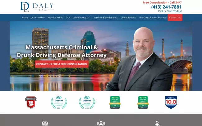 Screenshot of the Daly Law, P.C. Website
