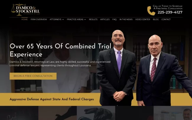 Screenshot of the Damico & Stockstill, Attorneys at Law Website