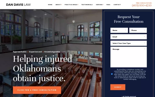 Screenshot of the Dan Davis Law Website