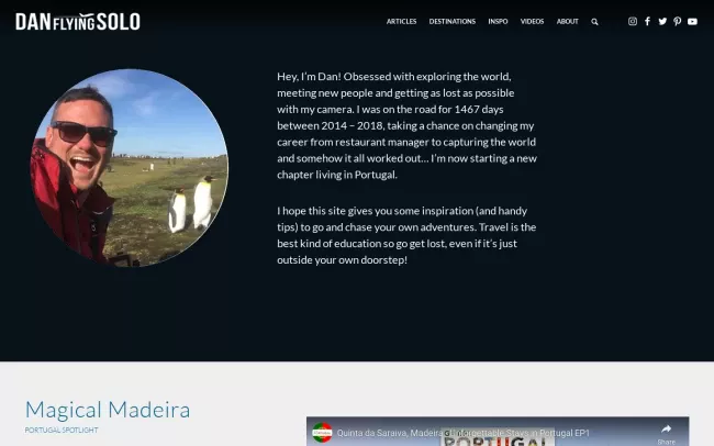 Screenshot of the Dan Flying Solo Blog