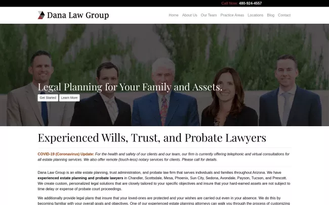 Screenshot of the Dana Law Group Website