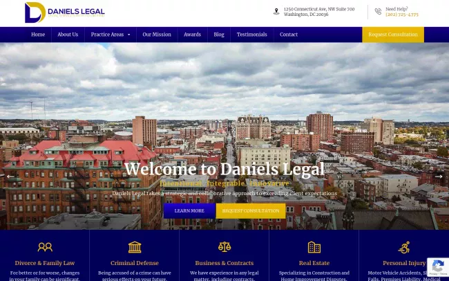 Screenshot of the Daniels Legal Website