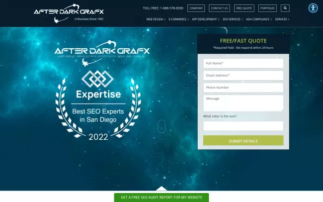 Screenshot of the After Dark Grafx Website