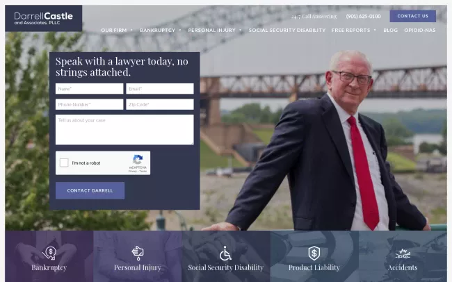 Screenshot of the Darrell Castle & Associates, PLLC Website