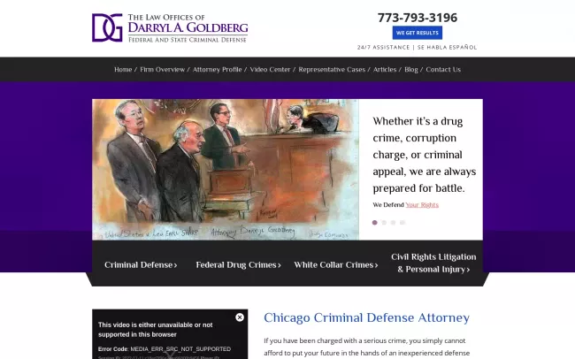 Screenshot of the Law Offices of Darryl A. Goldberg Website