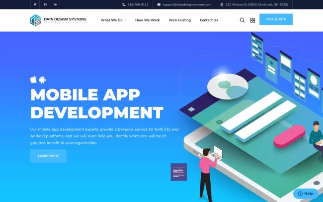 Screenshot of the Data Design Systems Website