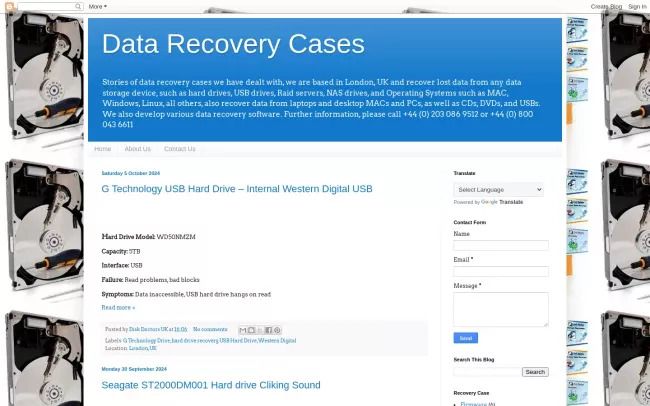 Screenshot of the Data Recovery Cases Blog