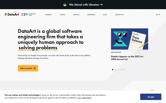 Screenshot of the DataArt Enterprises Inc Website