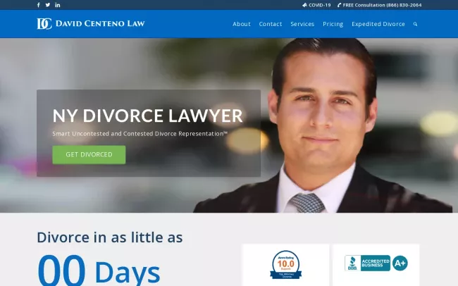 Screenshot of the NY Divorce Lawyer - David Centeno Law Website