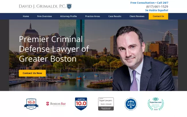 Screenshot of the David J. Grimaldi, P.C. Website