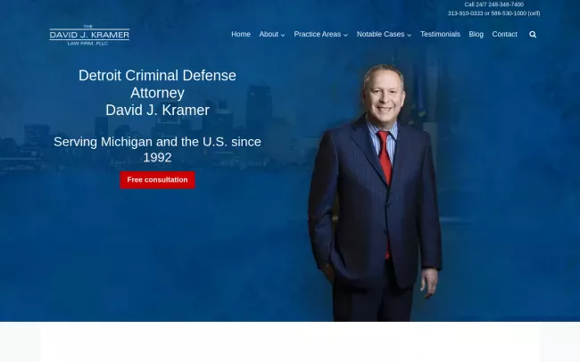 Screenshot of the The David J. Kramer Law Firm, PLLC Website