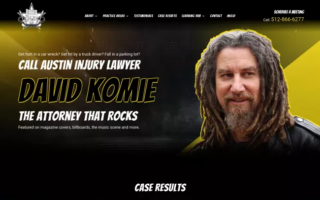 Screenshot of the David Komie Law Website