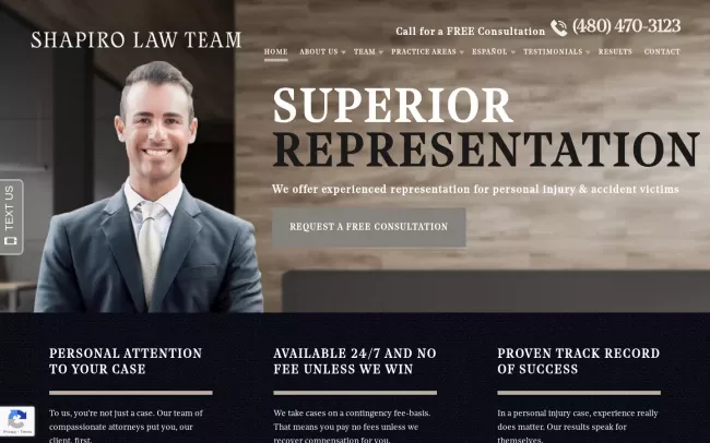 Screenshot of the Shapiro Law Team Website