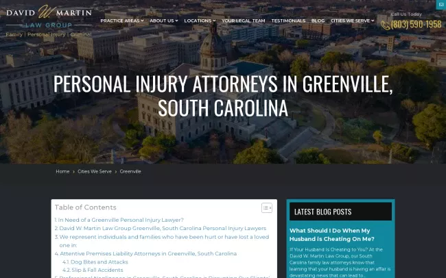 Screenshot of the David W. Martin Law Group Website