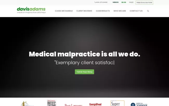 Screenshot of the Davis Adams, LLC Website