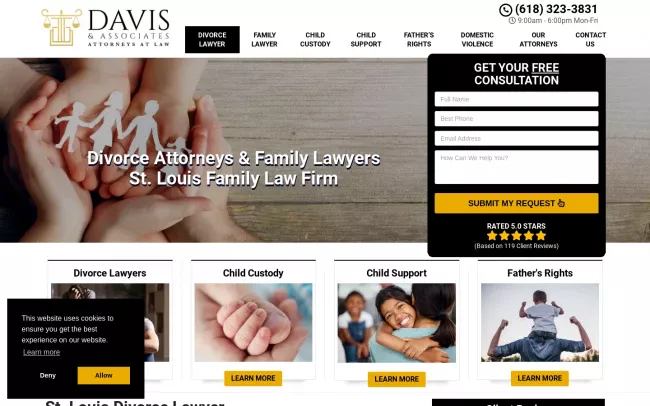 Screenshot of the Davis & Associates, Attorneys at Law Website