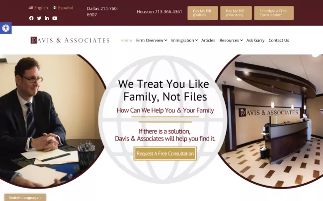 Screenshot of the Davis & Associates Website