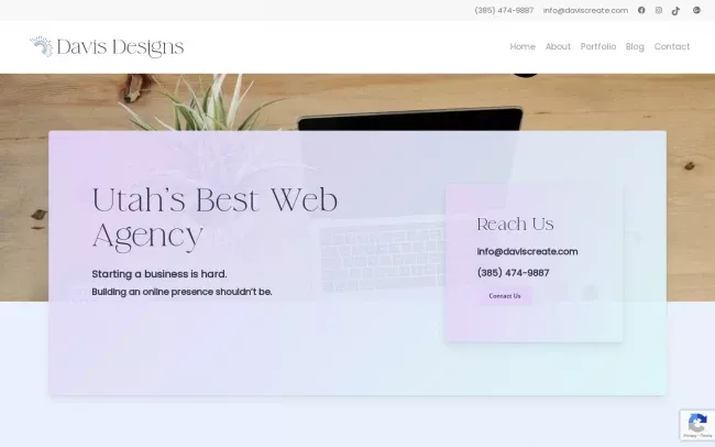 Screenshot of the Davis Designs Website