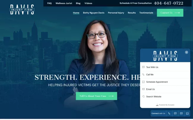 Screenshot of the Davis Injury Firm Website