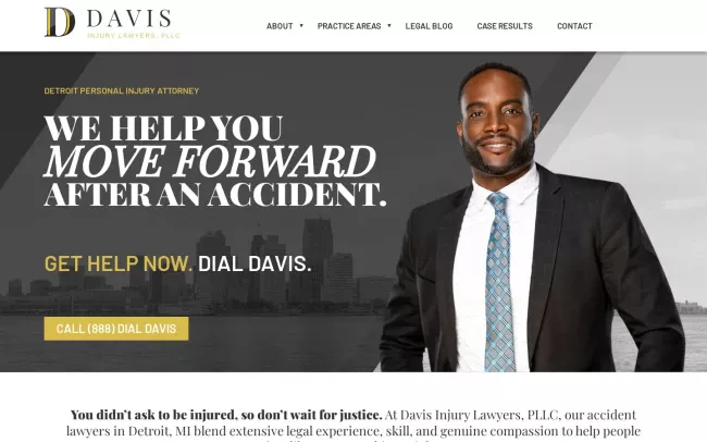 Screenshot of the Davis Injury Lawyers, PLLC Website