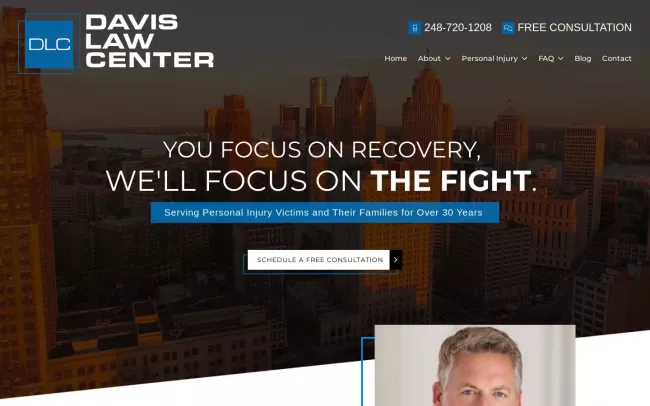 Screenshot of the Davis Law Center Website