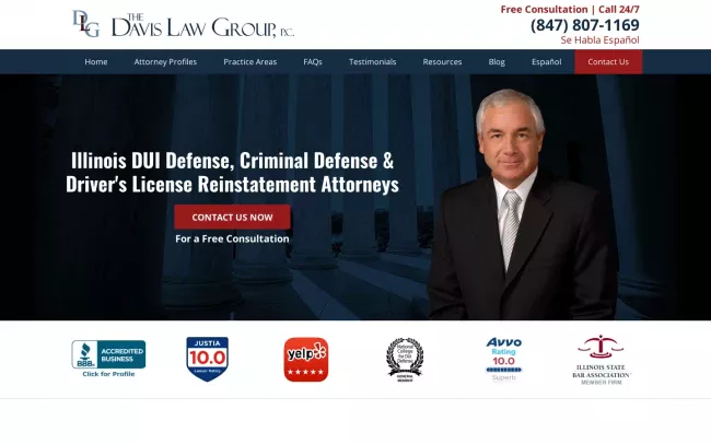Screenshot of the The Davis Law Group, P.C. Website