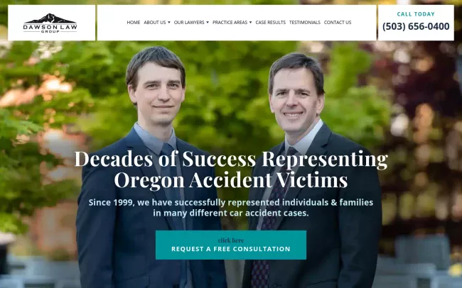 Screenshot of the Dawson Law Group: Car Accident & Injury Lawyers Website