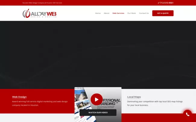 Screenshot of the All Day Web Design & Hosting Website