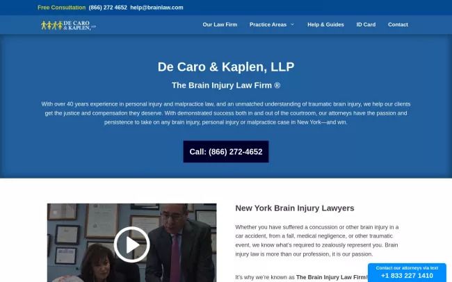 Screenshot of the De Caro & Kaplen, LLP Website