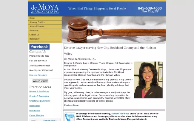 Screenshot of the Desiree de Moya, Esq. Website