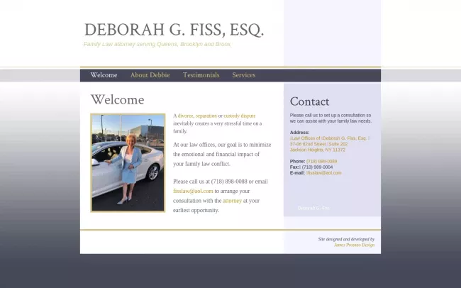 Screenshot of the Deborah G. Fiss, Esq. Law Office Website