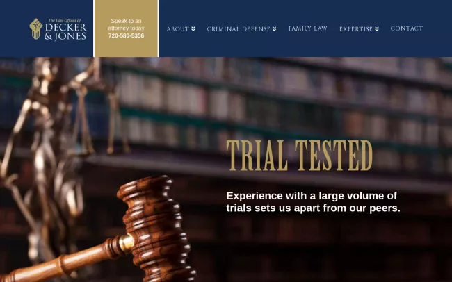 Screenshot of the Decker Jones Law Website