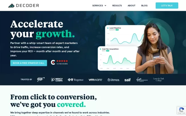 Screenshot of the Decoder Digital Website