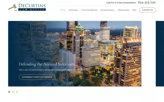 Screenshot of the DeCurtins Law Office Website