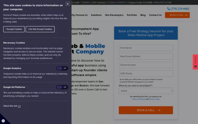 Screenshot of the Dedicated Developers Website