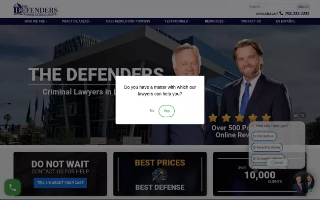 Screenshot of the The Defenders Website