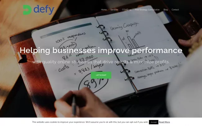 Screenshot of the Defy Digital Marketing Website