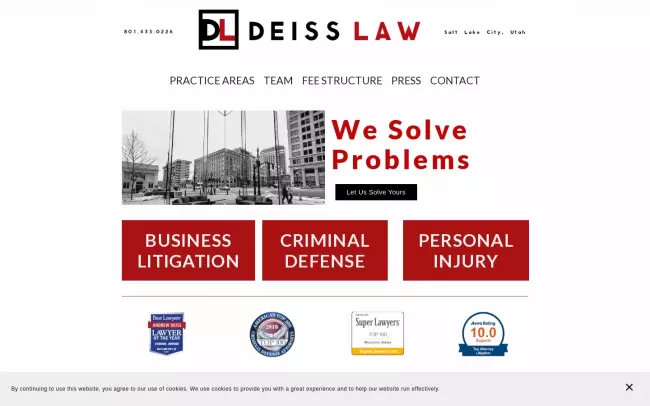 Screenshot of the Deiss Law PC Website