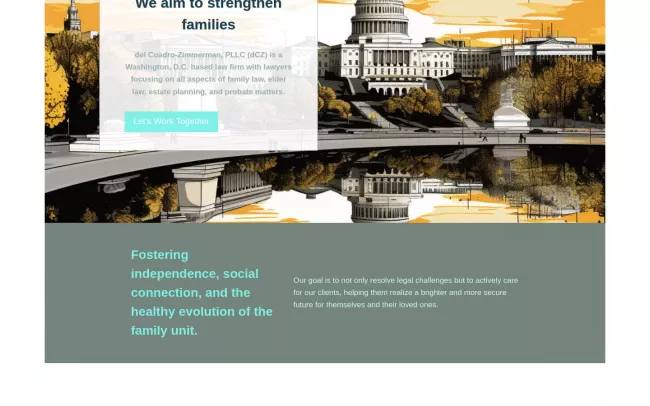 Screenshot of the del Cuadro-Zimmerman, PLLC Website
