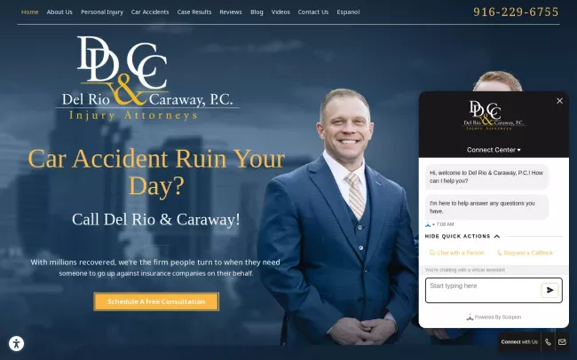 Screenshot of the Del Rio & Caraway, P.C. Website
