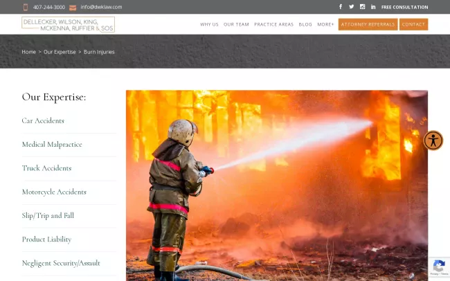 Screenshot of the Dellecker Wilson King McKenna Ruffier & Sos LLP Website