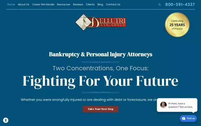 Screenshot of the The Dellutri Law Group, PA Website