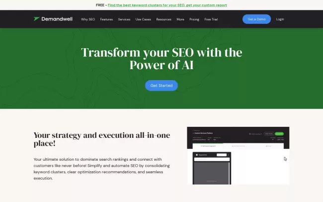 Screenshot of the Demandwell Website