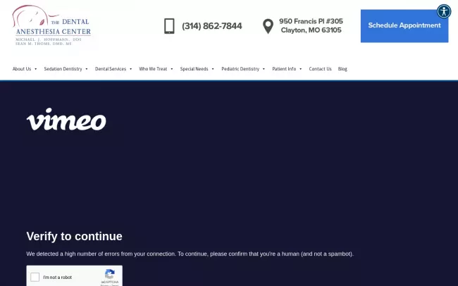 Screenshot of the The Dental Anesthesia Center Website