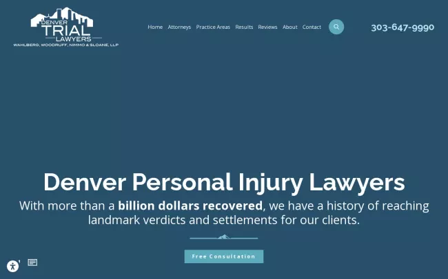Screenshot of the Denver Trial Lawyers - Colorado Personal Injury Attorneys Website