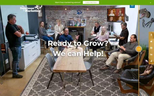 Screenshot of the The Department of Marketing Website