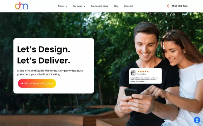 Screenshot of the Design ME Marketing Website