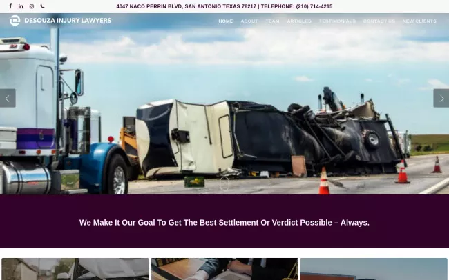 Screenshot of the DeSouza Injury Lawyers Website